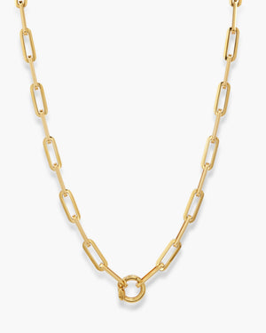 LUAH Rio Bold neckalce in gold, a chunky paperclip chain link design with charm clasp.