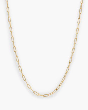 LUAH Rio Mini necklace in gold, a mini paperclip chain link design.