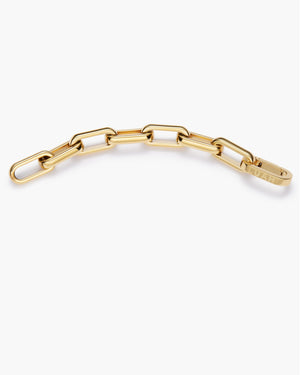Gold chain extender with paperclip link design and LUAH engraved clasp