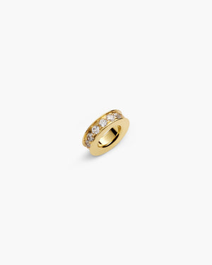 Mini gold link charm with white gemstones