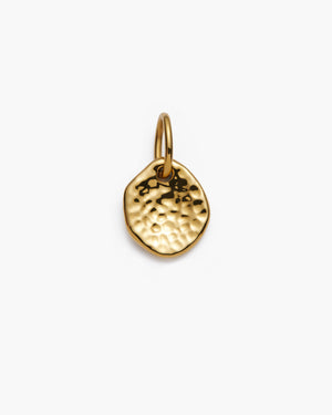 Gold shell coin charm with a textured finish