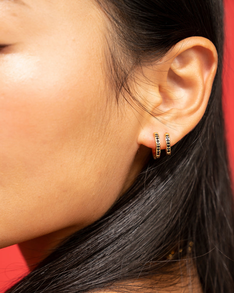 Iris 黑瑪瑙耳圈- 小號