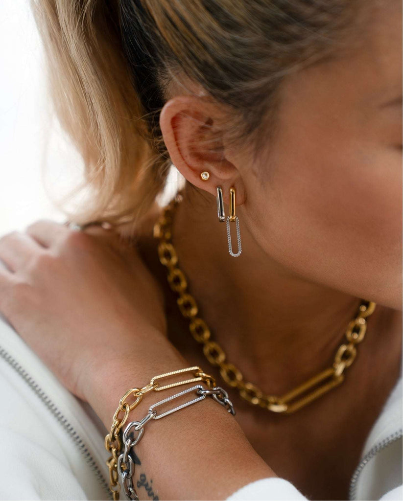Utah Lee Two Tone Hoop Earrings