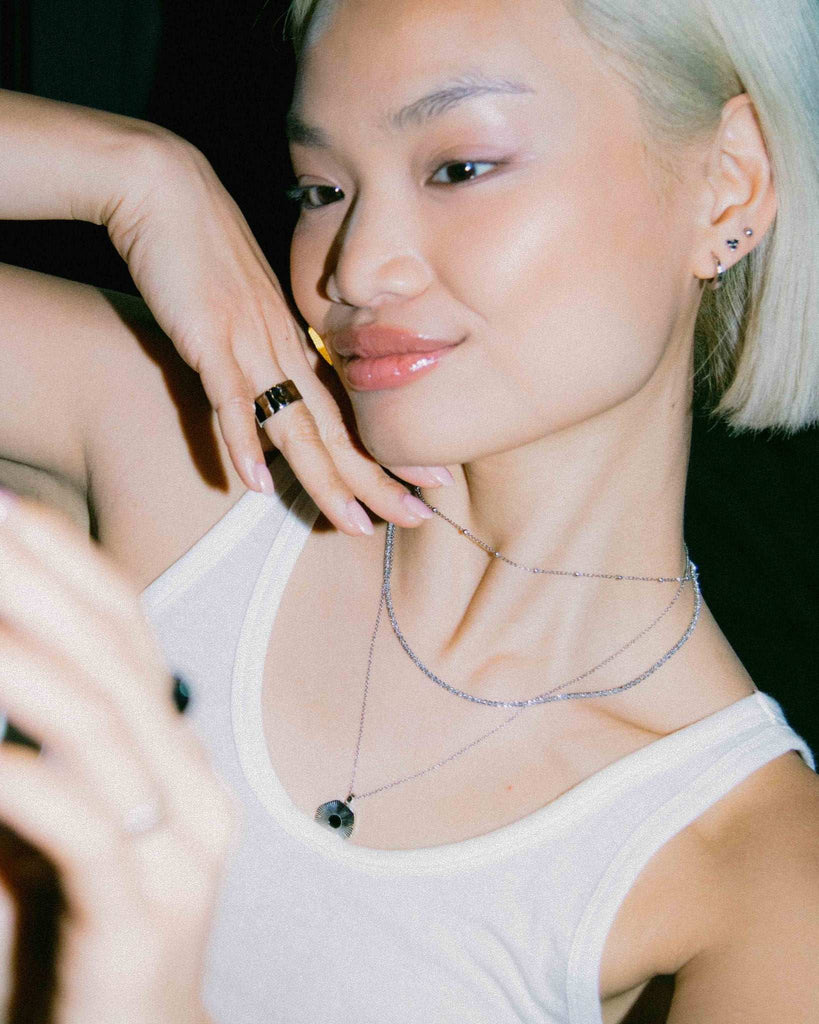 Ruffle Chain Silver Stack